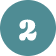 A bold white number 2 in a rounded font is centered on a teal circle.
