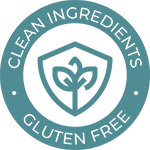 A teal circle with a shield enclosing a leaf, symbolizing eco-friendly, surgeon-designed natural pain relief supplements.