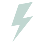 A light blue lightning bolt icon on a white background, representing natural pain relief.