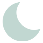 A light blue crescent moon on a plain white background, inspired by natural supplements.