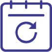 A calendar icon with a circular arrow in the center, representing recurring reminders for natural supplements.