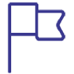 Blue outline of a wavy-edged flag on a pole, symbolizing natural supplements, on a light gray background.