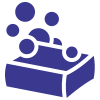 A simple graphic of a rectangular bar with rising bubbles, resembling a bar of soap or a natural supplement.
