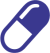 Solid dark blue capsule-shaped pill icon on a light gray background, symbolizing natural supplements.
